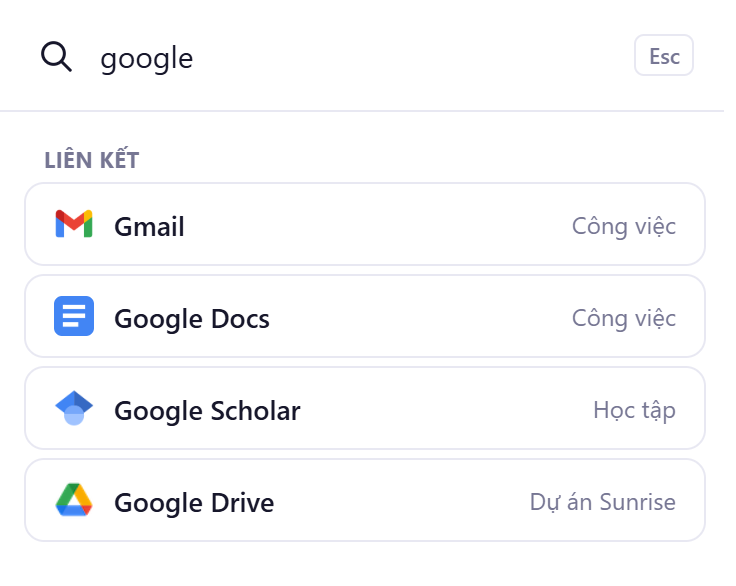 Tìm kiếm tức thì trong Orbit với phím tắt Ctrl + K